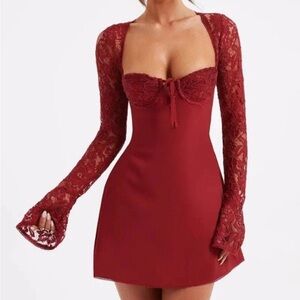 House of CB Red Lace Mini Dress